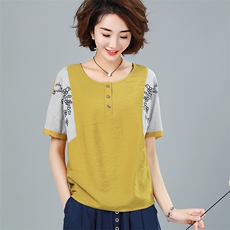 舒适宽松圆领T恤2021年夏季新款百搭时尚短袖，女装T恤，丽影随形
