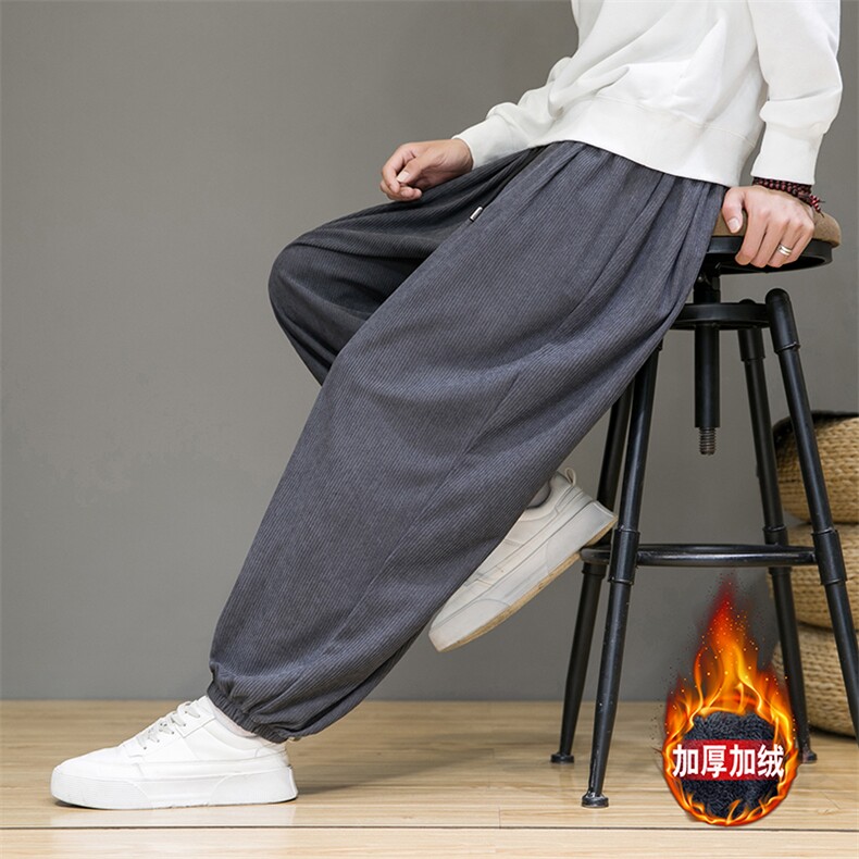 风冬季新款灯芯绒长裤子男束脚裤日系复古大码休闲裤K28-P45，男装休闲裤，星座225-1