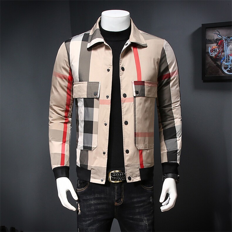 A7006冬季新款加厚翻领格子保暖棉服P235,男装棉衣,钱塘2010-1