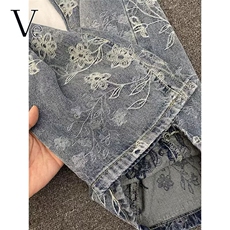 高街牛仔裤男新款水洗扎染弯刀小众修身直筒微喇裤513ACK2401P39，男装牛仔裤，星座513A