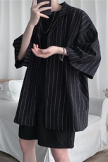 C2042/P35现货夏季短袖衬衫男士五分袖垂感西装领衬衣潮大码上衣，男装衬衫，电商A141