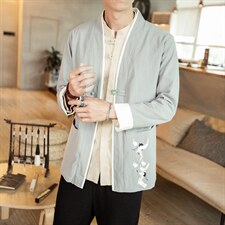 风春季唐装复古民族居士禅服夹克刺绣开衫外套潮男装JK618P95图片