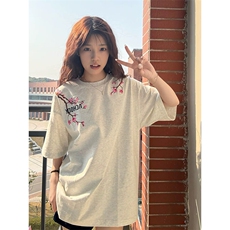 万针全刺绣工艺抖音得物高品质260克重磅纯棉双纱美式高街短袖T恤，男装T恤，电商A486