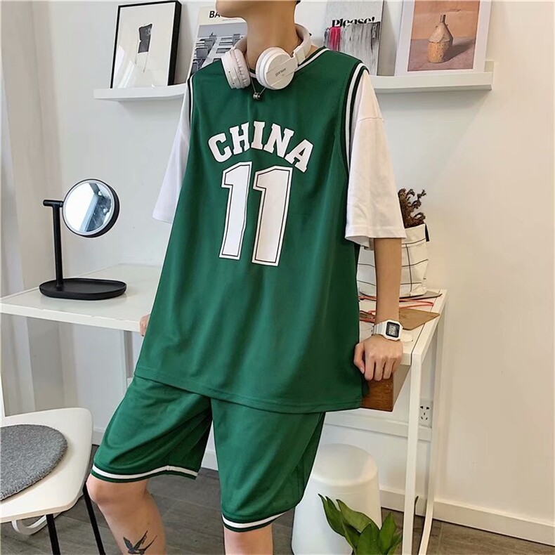篮球服男运动套装韩版潮流帅气情侣假两件短裤短袖两件套tz303-36，男装休闲套装，星座1008-1