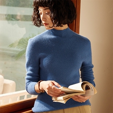 2025年秋季新款一线抽条半高领针织羊绒上衣时尚休闲通勤百搭，女装羊绒衫，高粱穗羊绒