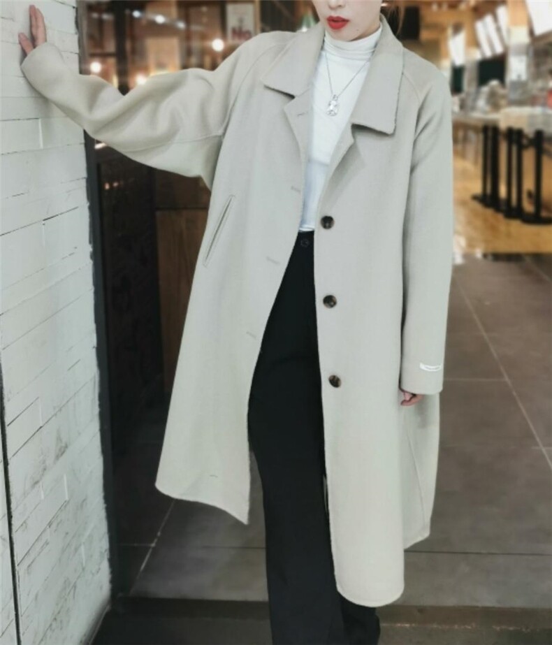2021双面羊绒大衣修身，其它，时戴衣人