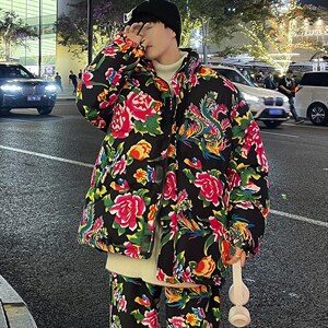 MY203东北大花加厚保暖防寒风汉服棉衣外套机车服棉袄男女潮图片