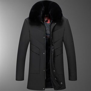 8819/P135中老年冬季新款棉服父亲加绒加厚中长款大毛领棉袄男图片