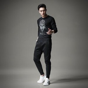 秋冬羊毛衫手绘印花薄长袖毛衣圆领打底针织衫S9935图片