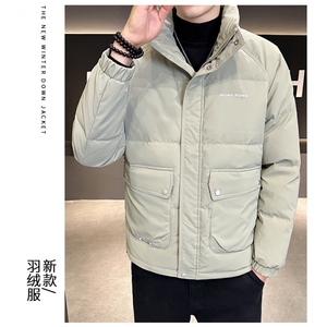 立领潮牌白鸭绒加厚工装保暖韩版青年防寒短款外套派客服男装图片