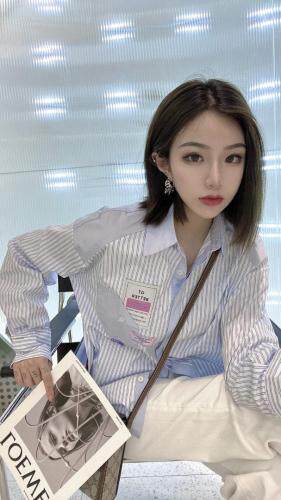 韩版长袖条纹衬衫，女装衬衫，LOVELS