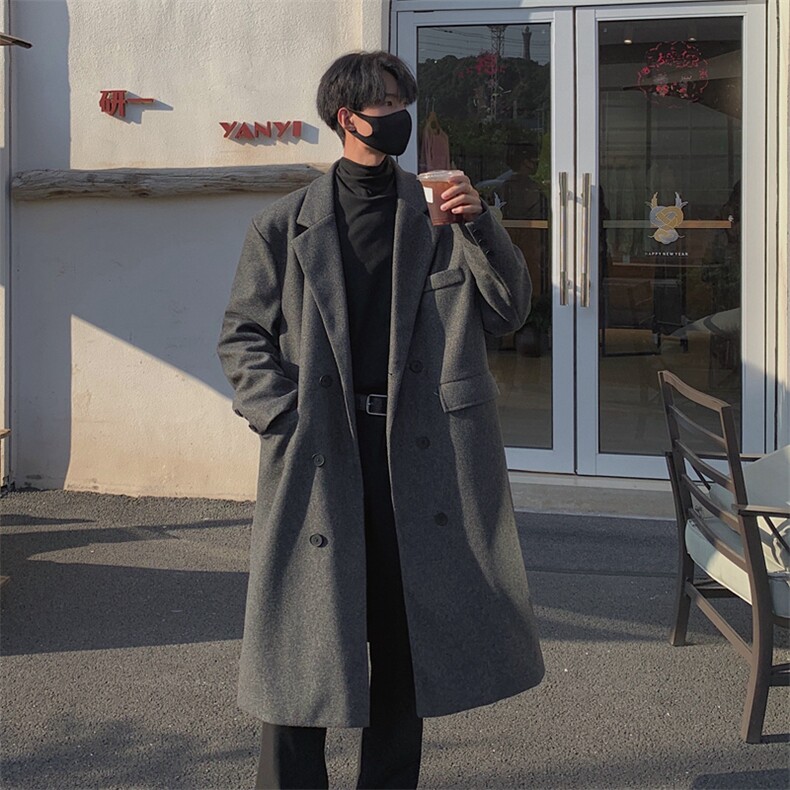 2024新款长款大码毛呢大衣秋冬韩范英伦风衣外套DSA157B-J252-P98，男装风衣，电商A157B