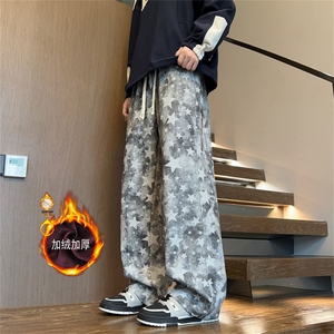 65华棉五角星印花加绒加厚休闲长裤M-3XL  特P50图片