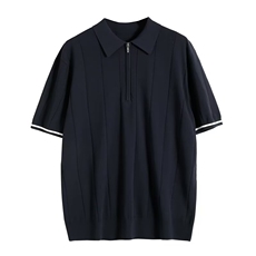 夏季高档polo衫男士薄款夏季气质短袖上衣半拉链翻领针织衫男短袖，男装T恤，星座506A