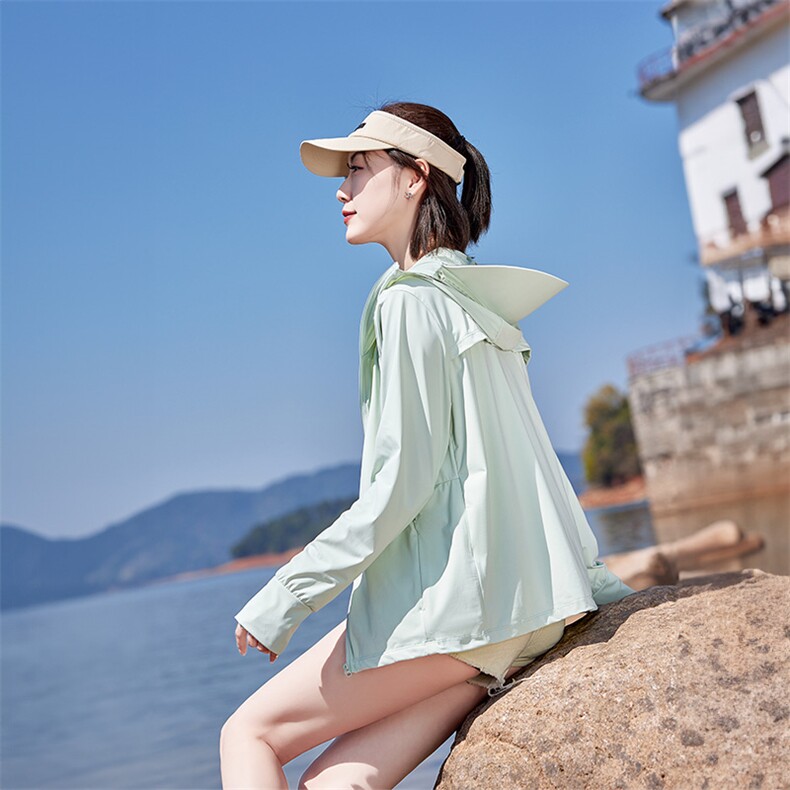 大帽檐冰丝凉感防晒衣女2025新款夏季UPF50+防紫外线轻薄透气外套,女装防晒衣,可可小西