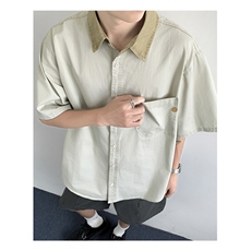 日系复古长袖衬衫男夏季潮牌宽松衬衣外套C032-P38，男装衬衫，星座308B-2
