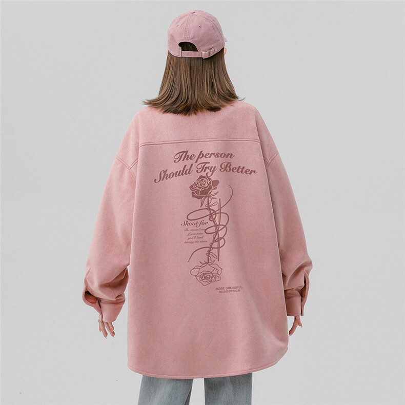 中性 24秋款麂皮绒字母印花长袖衬衫A268-S672 P55控68图片