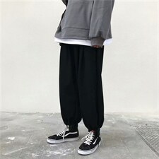 韩版潮流宽松学生坠感阔腿ins帅气哈伦裤抽绳运动裤卫裤K17-P35，男装休闲裤，星座1008-1