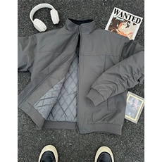 抖音得物美式潮休闲夹克春季立领纯色复古工装加厚棉服外套AMY01，男装夹克，电商A443