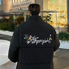 2025印花棉衣棉服小牛津覆膜三防面料棉袄面包服1602W-P50，男装棉衣，星座207
