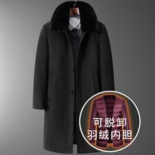爸爸长款羊毛大衣可脱羽绒内胆！8015/P240中老年人大衣男有大码，男装毛呢大衣，星座1216（原钱塘722）