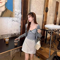包臀裙少女波点杏色半身裙女通勤百搭高腰显瘦小个子a字西装短裙，男装西服套装，星座1210-1
