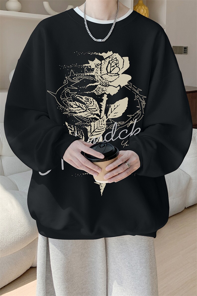 已注册/华棉内景春秋潮青年宽松圆领卫衣男WY00634/P35加绒P45,男装卫衣,电商B316