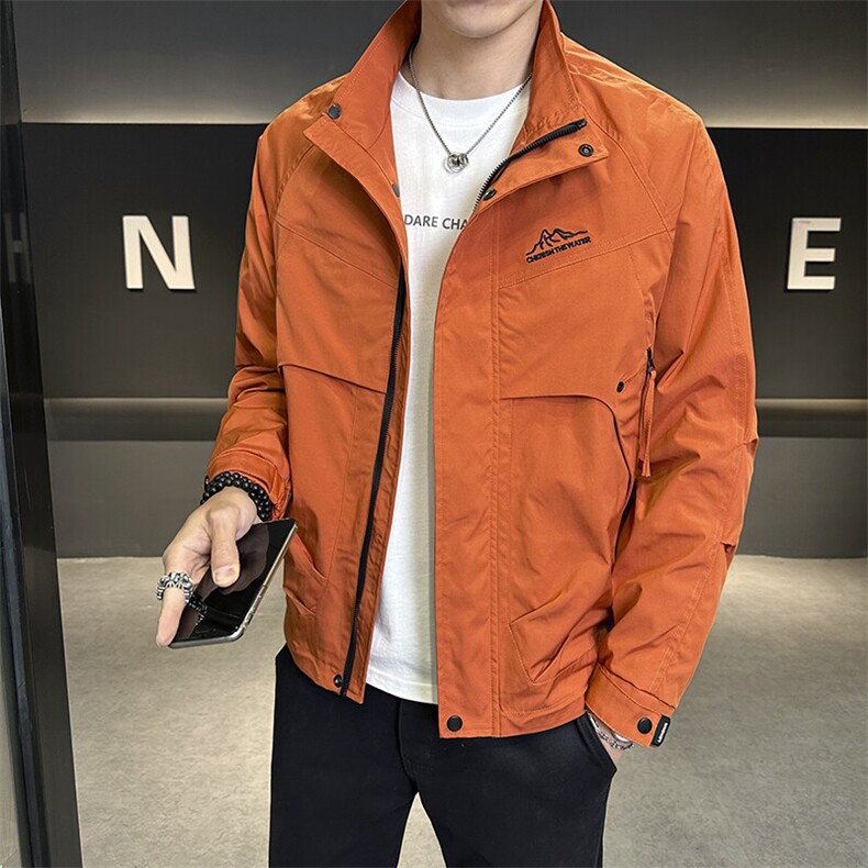 春秋立领外套潮流休闲宽松工装上衣简约百搭夹克8816-P78,男装夹克,星座703-1