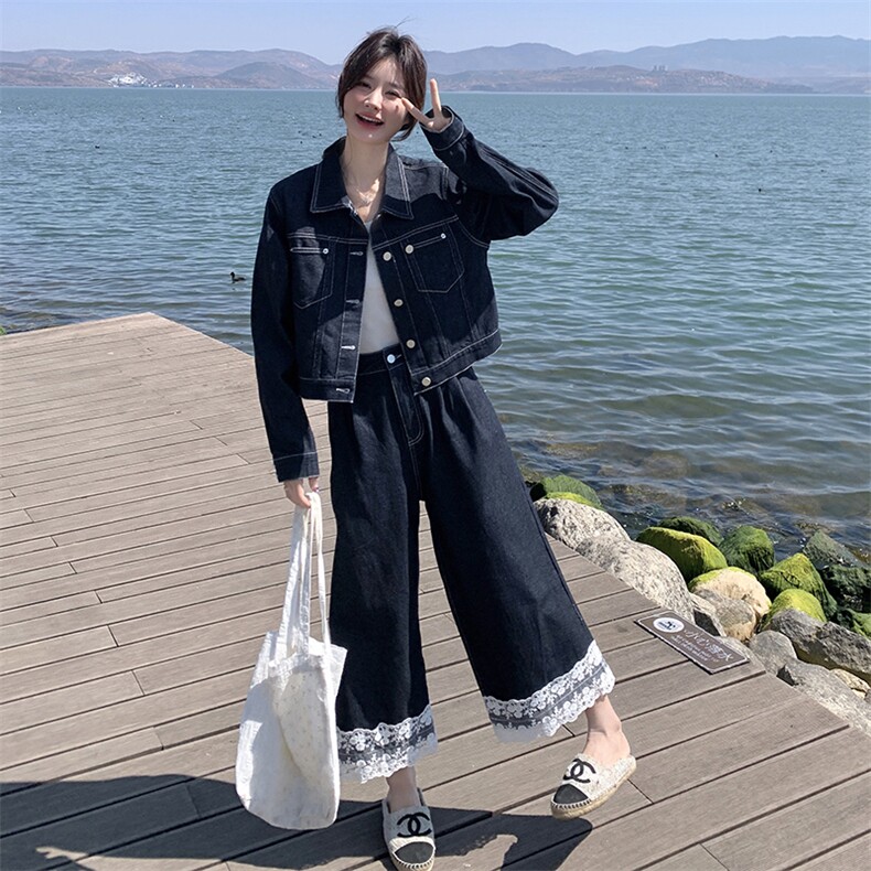 2025春秋潮新款时尚洋气减龄时髦阔腿裤两件套,女装套装/套裙,2D076