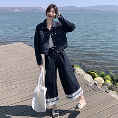 2025春秋潮新款时尚洋气减龄时髦阔腿裤两件套，女装套装/套裙，2D076