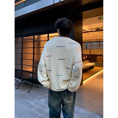 设计感V领毛衣男秋冬新款宽松慵懒针织衫603-1-M008-P75控98，男装针织衫/毛衣，星座403（原603-1）
