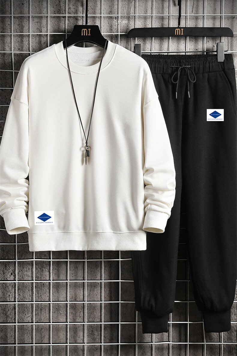 TY7061-P75圆领卫衣套装男运动套装两件套长袖运动服网格挂拍,男装休闲套装,电商A040A