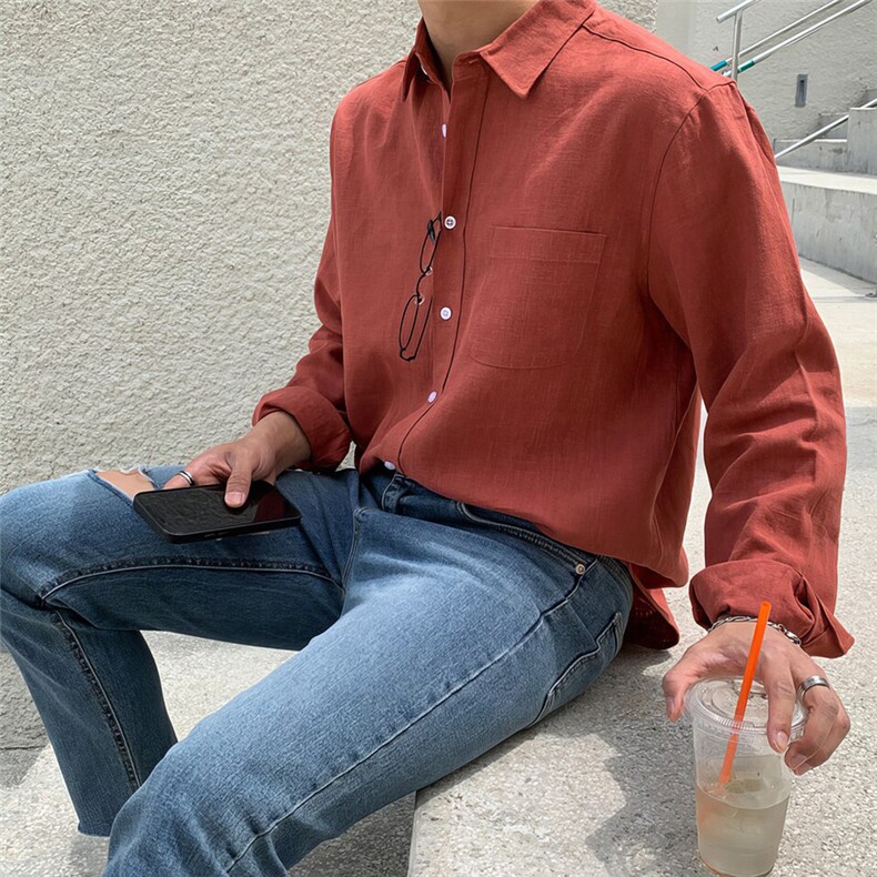 男长袖韩风轻熟风男装春夏季棉麻休闲衬衣CY01202P55,男装衬衫,星座1004（原星座815-3）
