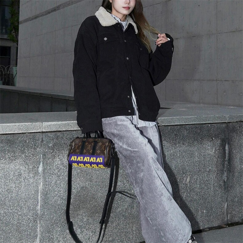 重工高品质情侣加绒加厚羊羔绒翻领棉袄外套610A-1-LY59-P115，女装短外套，星座610A-1