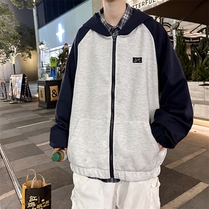高品质秋款男连帽卫衣字母贴标休闲夹克宽松外套WY112 P60图片