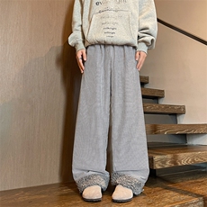 8XL-M加厚羊羔毛棉裤特大码宽松休闲裤保暖直筒阔腿裤KZ1939/P68，男装休闲裤，电商B238