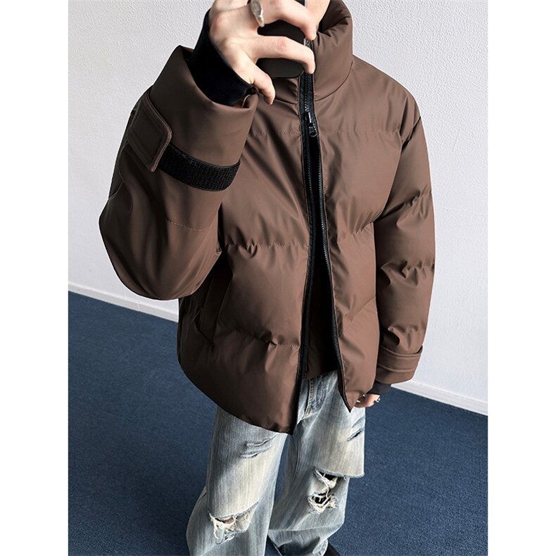现货MYF03-P110冬季高级立领假两件双拉链保暖棉衣棉服皮外套t,男装棉衣,电商A456（原C415）