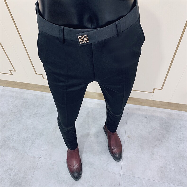 春季西裤男修身直筒高级感商务休闲裤男士裤长裤6180九分618—P55,男装西裤,电商B368