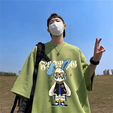 华夫格短袖直播高品质重磅220克卡通兔印花HT396-P20，男装T恤，星座508（原C305）