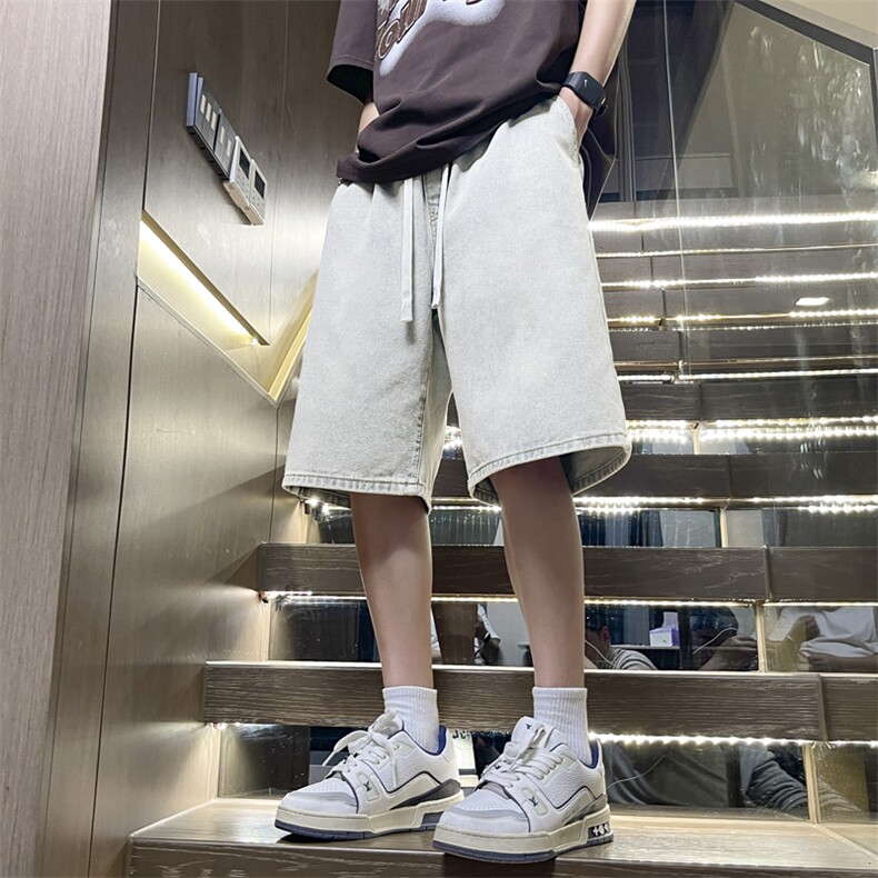 牛仔短裤男夏季美式牛仔裤宽松男款裤五分中裤DK850-特批32,男装牛仔裤,星座718-1