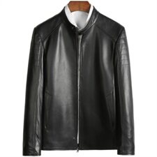 L12A19176男士皮衣夹克外套立领修身短款真皮绵羊皮机车皮衣P450，男装皮衣，电商B360