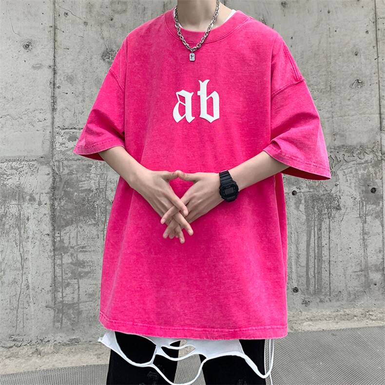 抖音供货、210克现货水洗发泡宽松版短袖T恤D223A-ST2310-P35,男装T恤,电商019-1