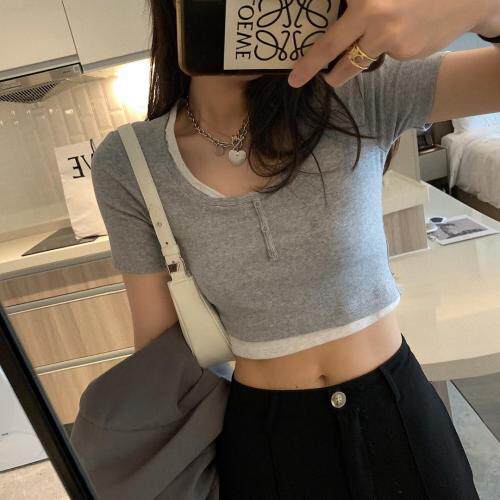 87325假两件短t，女装，XTZ style