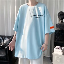 华夫格廓形短袖t恤男夏季oversize美式重磅高级感潮牌五分袖体恤，男装T恤，电商A040