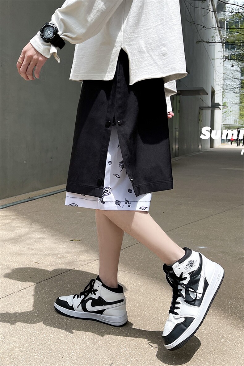 夏季假两件排扣短裤宽松直筒五分裤A125-6607-P35,男装牛仔裤,电商A125