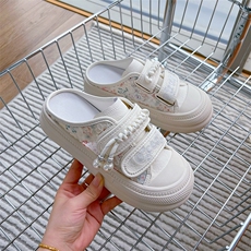 魔术贴包头拖鞋女2024夏季新款厚底外穿时尚凉拖休闲百搭透气半拖，女鞋拖鞋，电商A223