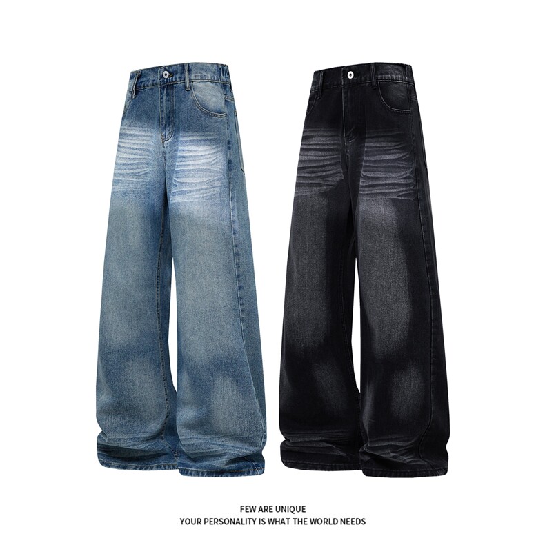 B221美式ins高街暗黑重工艺修身微喇牛仔裤LK26639-特P45控78,男装牛仔裤,电商B221