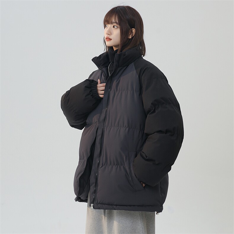 得物二开拼接色棉衣拉链撞色棉袄男女生情侣立领A177-M718-P48,男装棉衣,电商A177