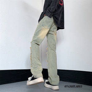 2026夏季美式高街破洞小众牛仔裤货号K725P55图片