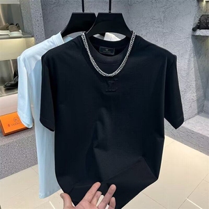 M600-P35新款男士短袖t恤纯色内搭时尚轻奢潮牌男装重磅半袖上衣图片